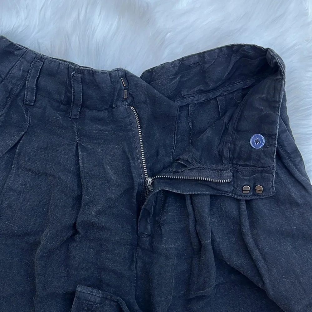 NWOT Free People Calla Linen Trouser Shorts Size 2 Black